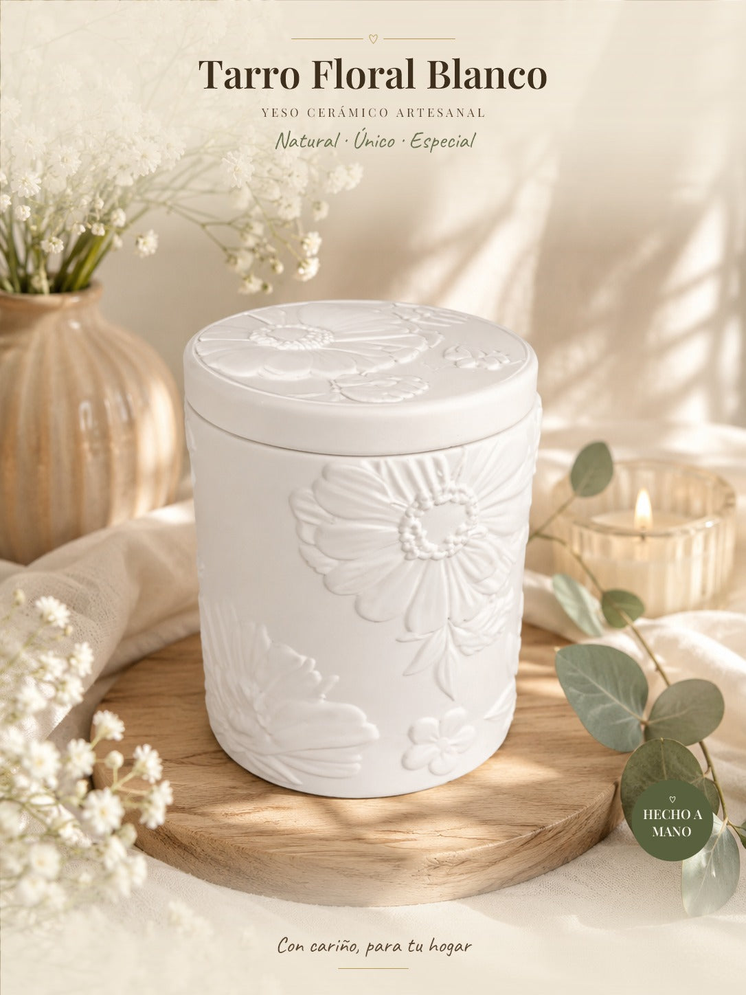Tarro Floral Blanco