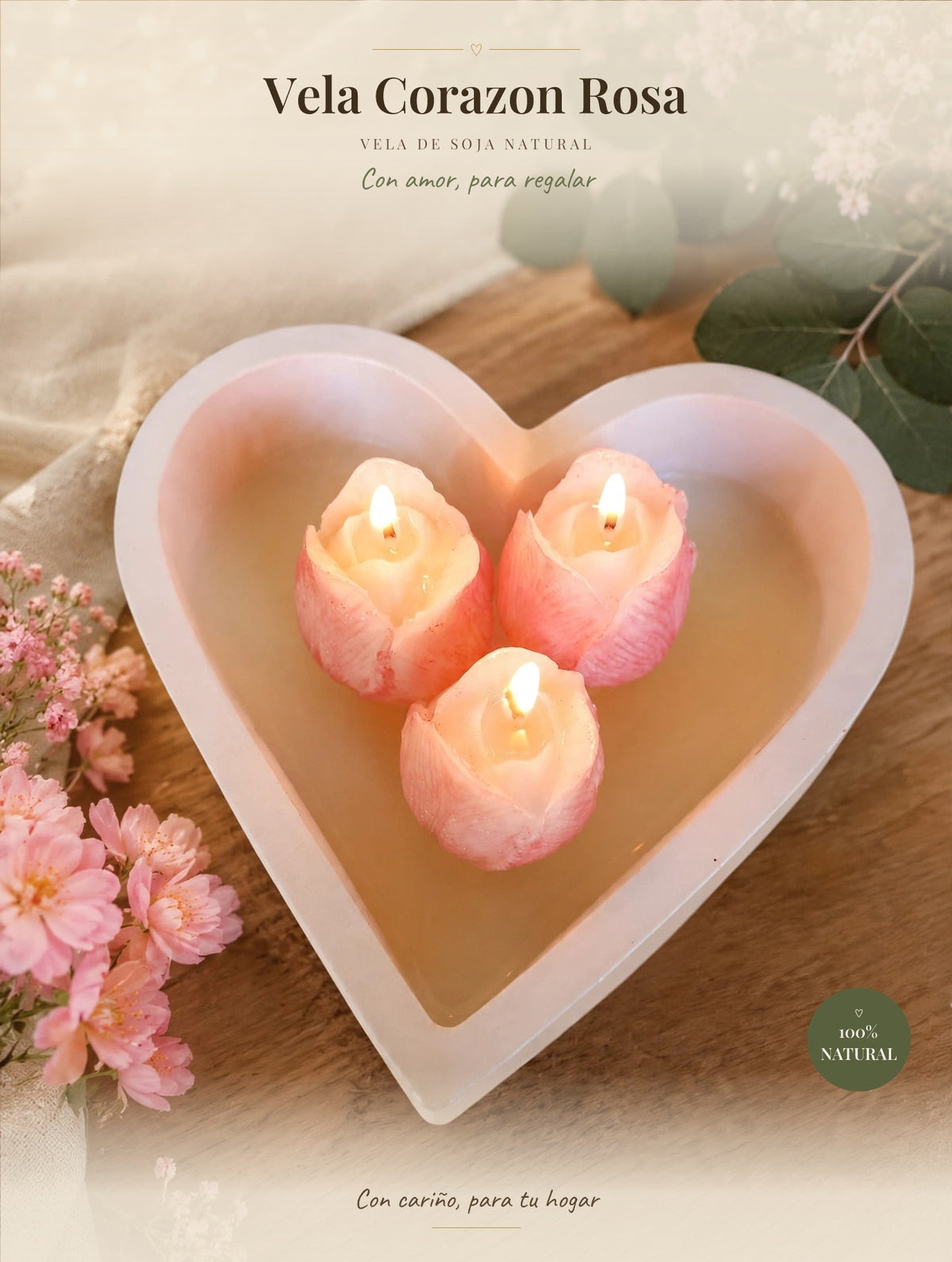 Vela Corazon Rosa