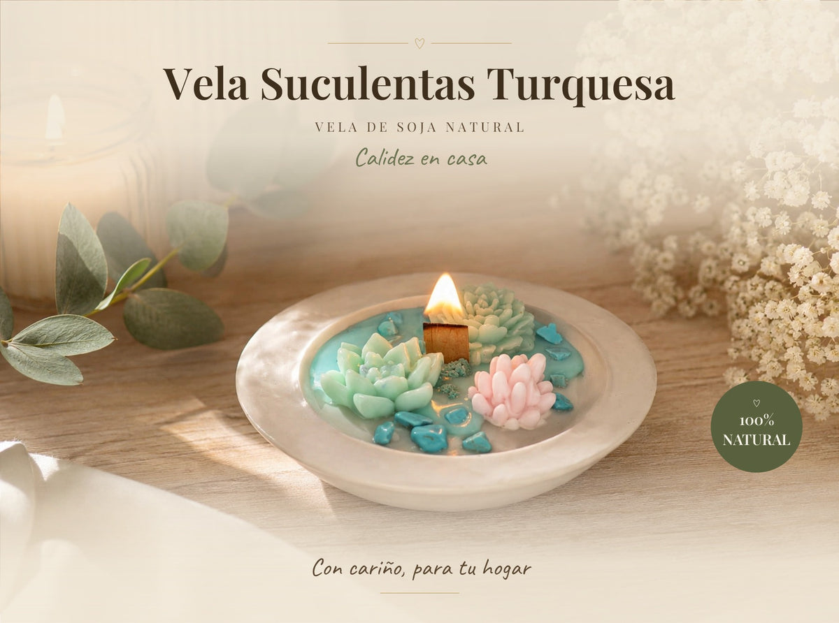 Vela Suculentas Turquesa